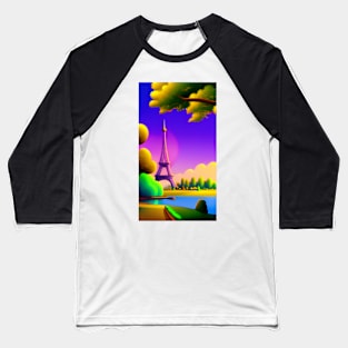 Eiffel Tower - Love France Memory - painting, and mix drawing, painting and digital Baseball T-Shirt